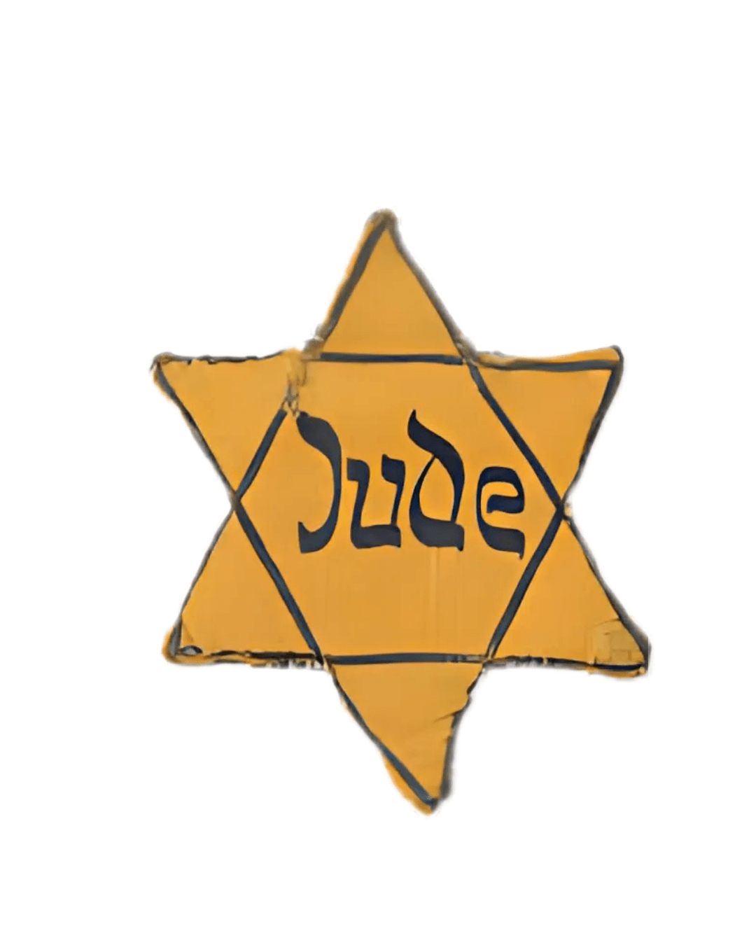 A yellow Star of David badge marked “Jude”.